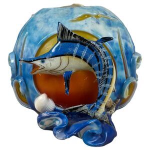 Hand Carved Marlin Shell Ocean Themed Candle
